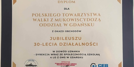 IV LO na jubileuszu Polskiego Towarzystwa Walki z Mukowiscydozą (oddział Gdańsk)