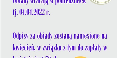 Obiady wracają do IV LO od 04.04.2022