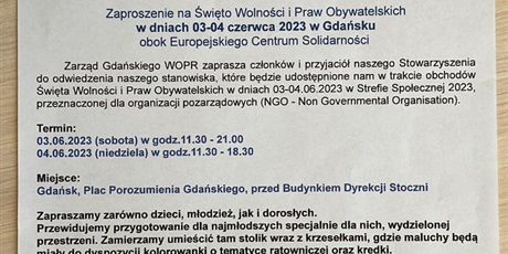 Zaproszenie na Święto Wolności i Praw Obywatelskich