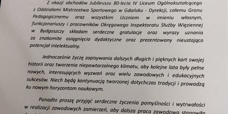 Powiększ grafikę: Podziękowania dla gości jubileuszu Szkoły